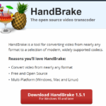 Screenshot of HandBrake editor website.