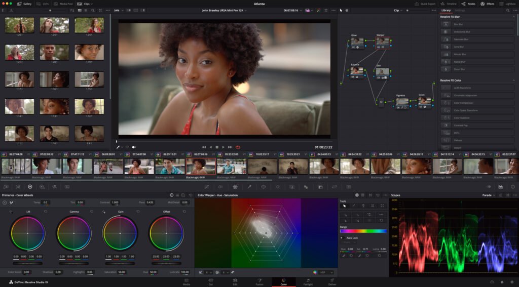 DaVinci Resolve user interface.